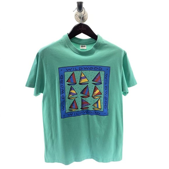 Vintage Other - WILDWOOD NJ T-shirt M Teal Vintage Made in USA